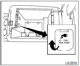 Nissan NV. Prise de courant de 120 v - console centrale (selon l'équipement du véhicule)