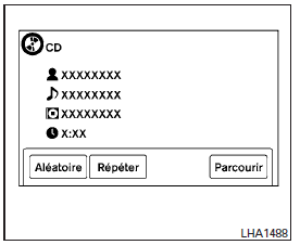 Nissan NV. Mode d'affichage cd ou mp3