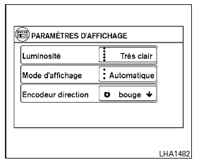 Nissan NV. Réglage de l'écran