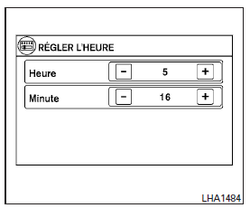 Nissan NV. Régler l'heure